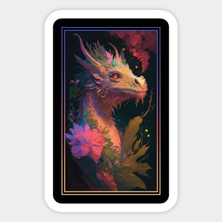 Dragon Vibrant Tropical Flower Tall Digital Oil Painting Portrait Sticker